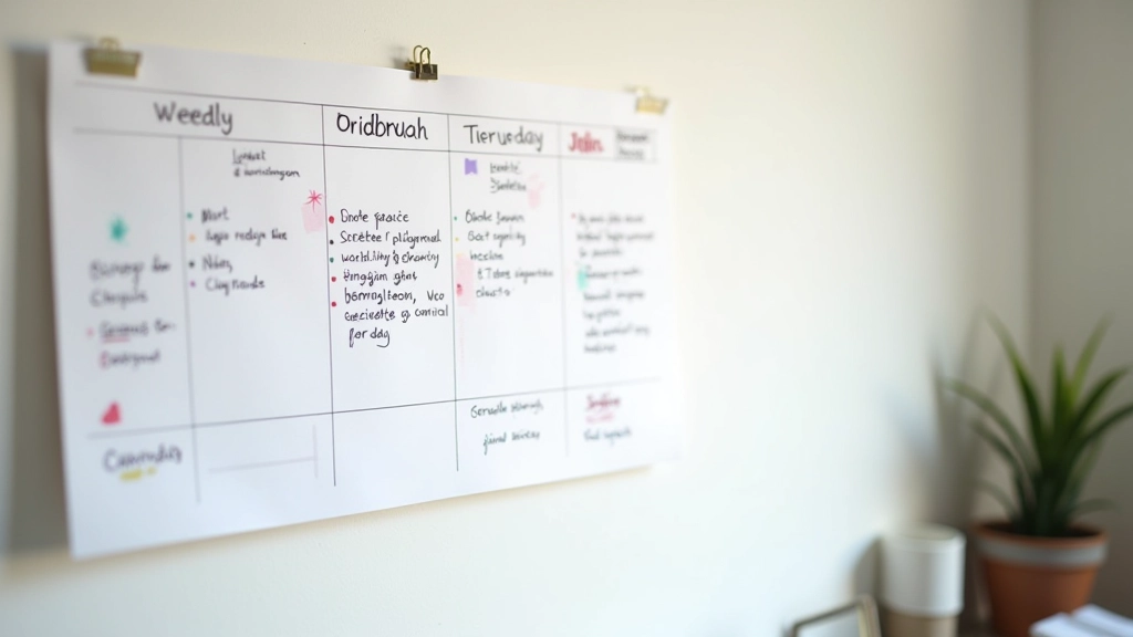 Kalendář na stěně s poznámkami a značkami pro jednotlivé dny v týdnu
