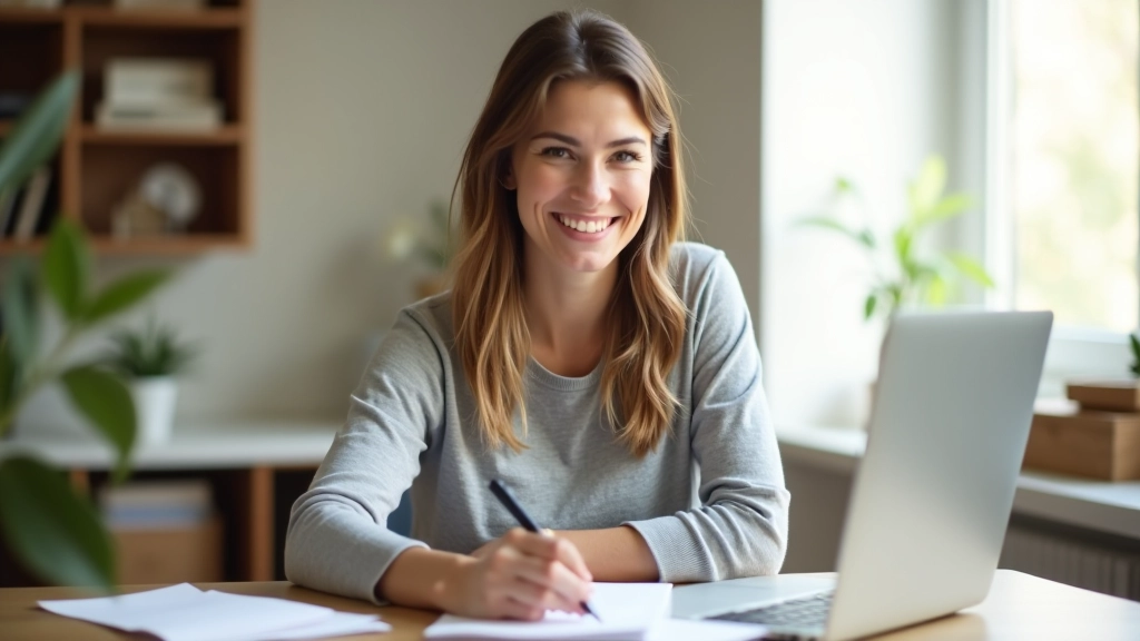 Osoba pracující v čistém, organizovaném prostředí, spokojená, zaměřená na práci