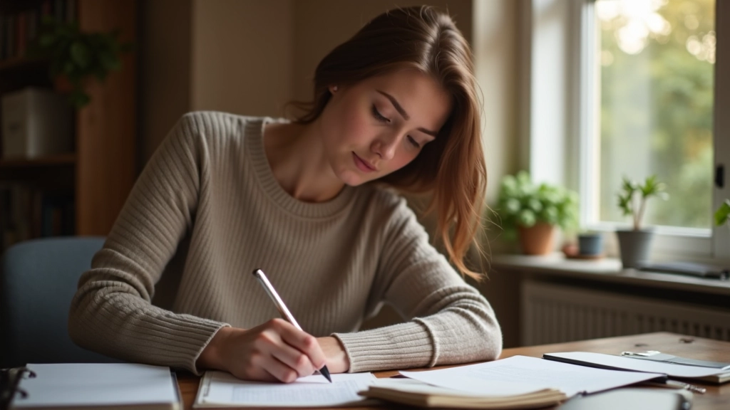 Osoba plánující týden s notebookem a perem v klidné pracovně
